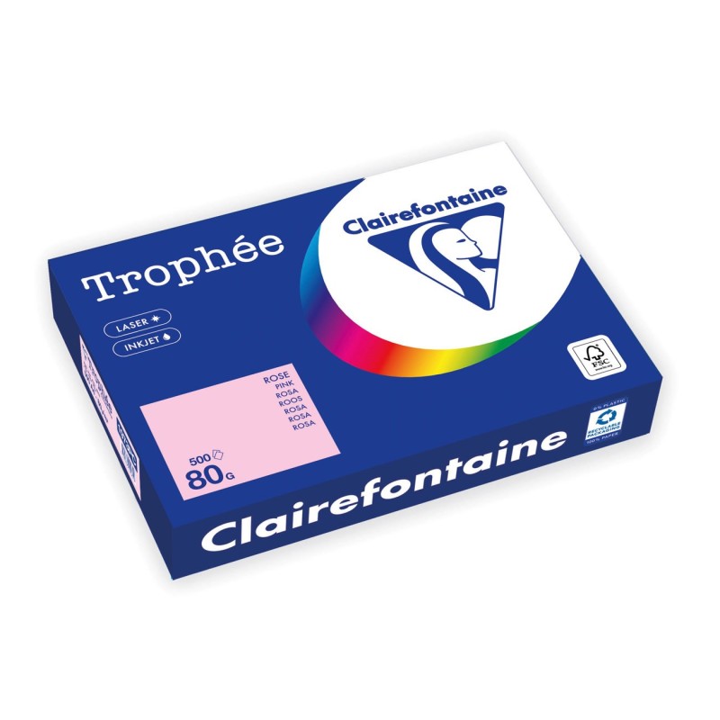 Clairefontaine Papier A4 couleur Trophée - 80 g - 500 feuilles - Rose Pastel