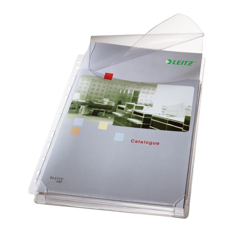 Leitz Pochette perforée lisse de qualité supérieure, A4, PVC 170 microns, 11 trous, transparente - Lot de 5