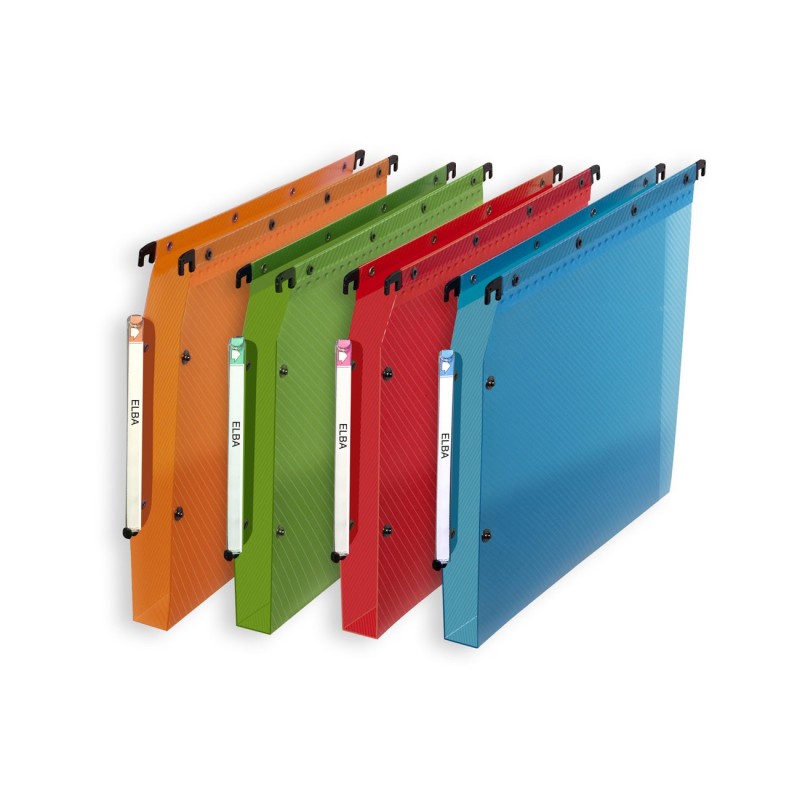Elba Dossier suspendus pour armoire Design A4 Polypropylène - 350 feuilles - Fond U 30 mm - Assortis - Lot de 10
