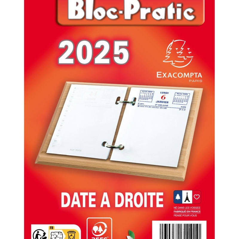 Exacompta Bloc éphéméride - Date à droite - 2025