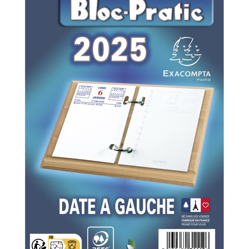 Exacompta Bloc éphéméride - Date à gauche - 2025