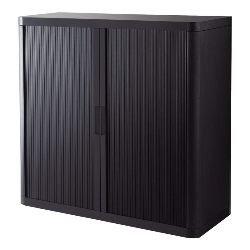 Armoire à rideaux métal et polystyrène EasyOffice - H.104 x L.110 cm - Corps Noir - Rideaux Noir