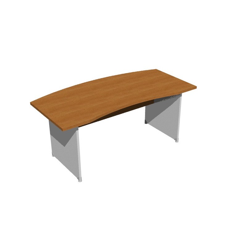 Bureau direction courbe Pronto - L. 166 x P. 90 cm - Plateau Aulne - Pieds panneaux Aluminium