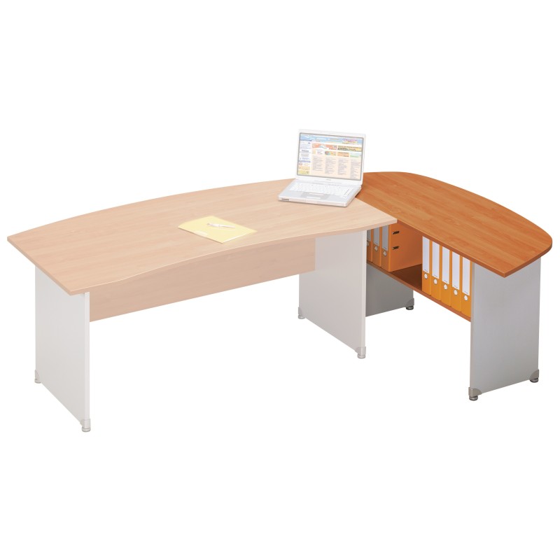 Retour de bureau direction Pronto réversible - L.166 x P.54 cm - Plateau Aulne -  Pieds Aluminium