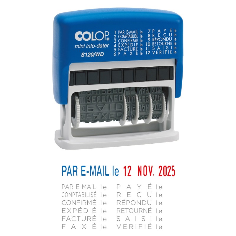 Colop Mini Tampon dateur Printer S 120/WD -  multi formules - Bicolore