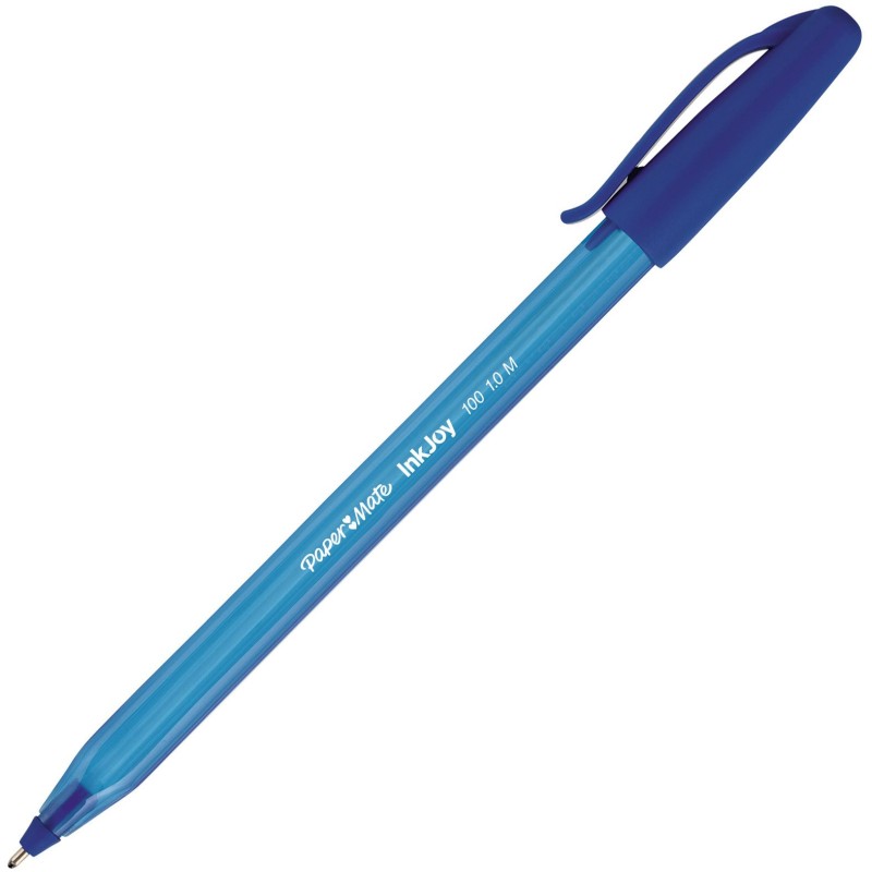 Paper Mate InkJoy 100 Stylo bille à capuchon pointe moyenne 1 mm bleu
