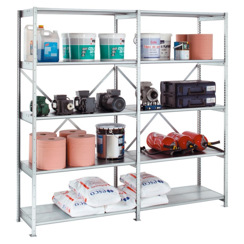 Rayonnage industriel  acier 210 -  Galvanisé - L. 100 cm x P. 50 cm - Elément Départ