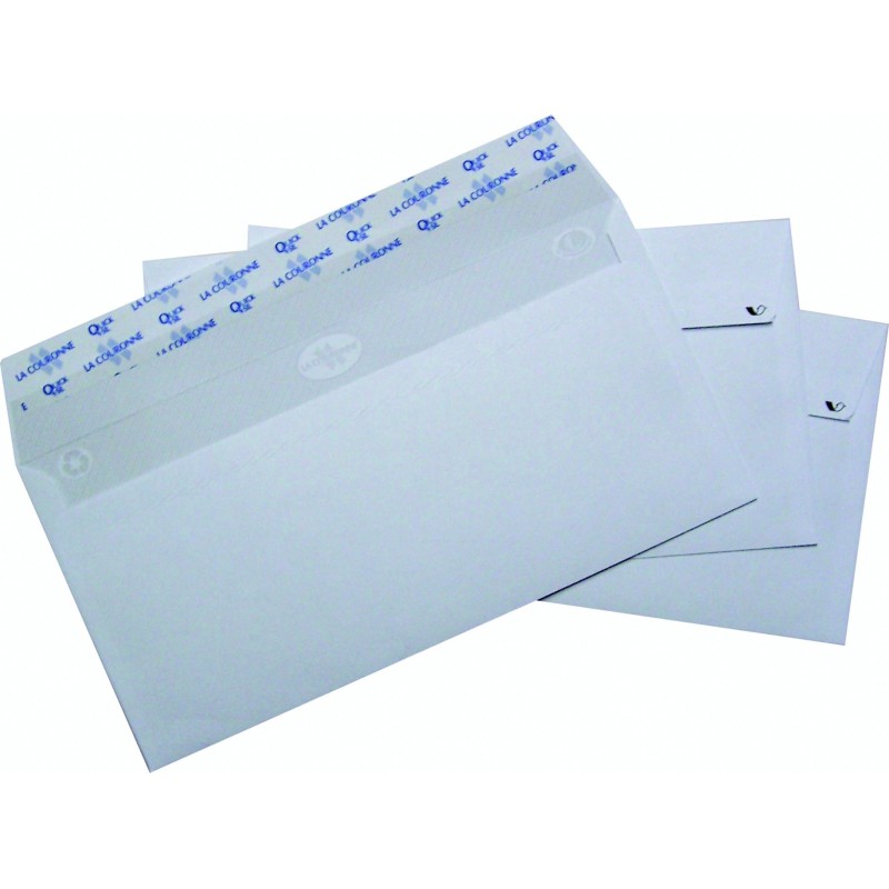 La Couronne Enveloppe blanche Premium DL 110 x 220 mm 90g sans fenêtre - autocollante bande protectrice - Lot de 500