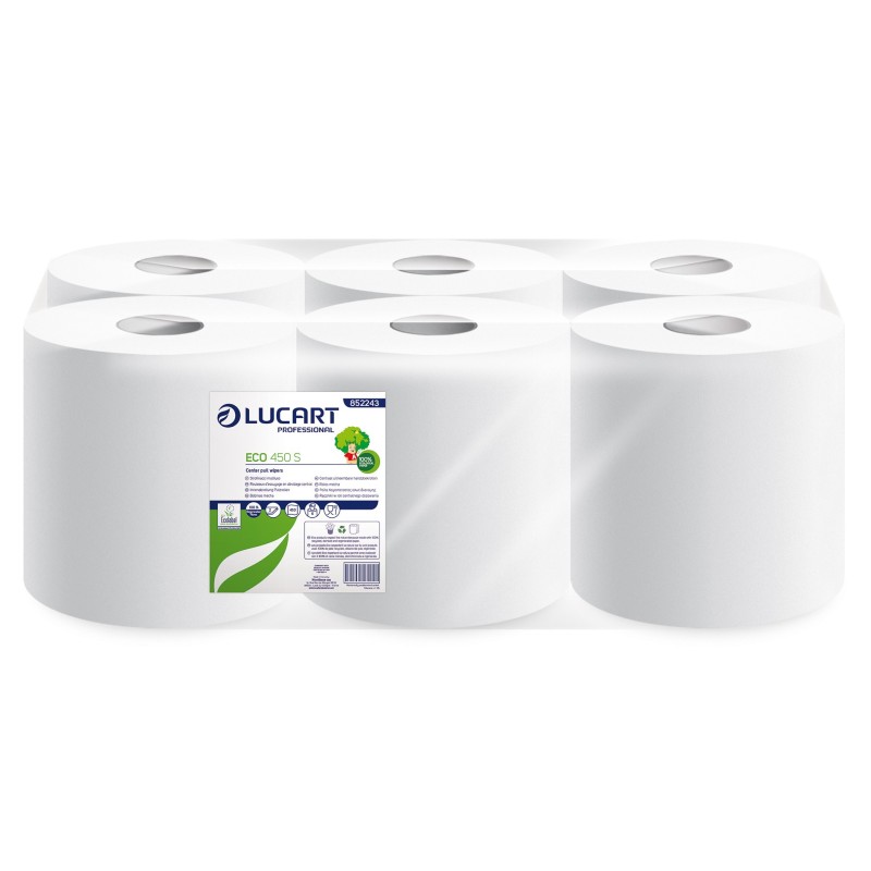 Lucart Essuie-mains pour la cuisine 450S, double épaisseur, gaufré, 450 feuilles, 200 mm, 852243 - blanc