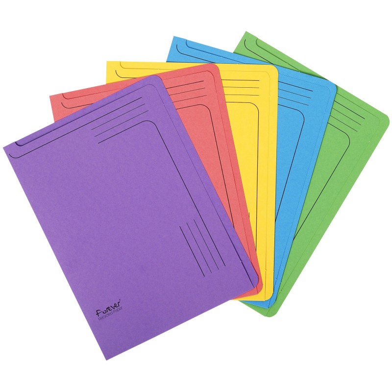 Exacompta Chemises à glissière Forever® A4, 150 feuilles, en carte  recyclé, 220 x 310 mm, couleurs assorties, lot de 5