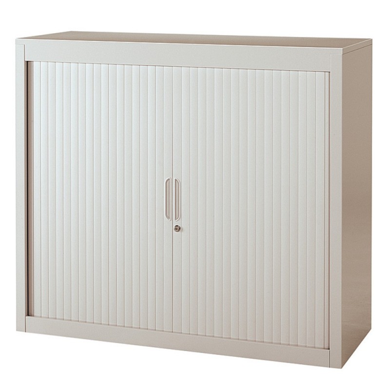 Armoire à rideaux métal Officlass - H.100 x L.120 cm - Corps Gris - Rideaux Gris