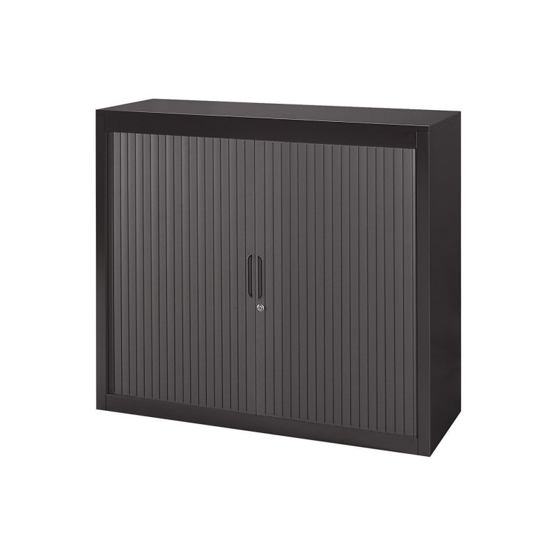 Armoire à rideaux métal Officlass - H.100 x L.120 cm - Corps Anthracite - Rideaux Anthracite