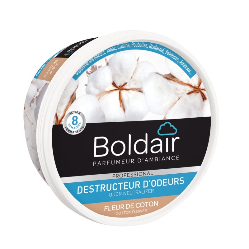 Boldair Destructeur d'odeurs gel, parfum Fleur de coton - pot de 300 g