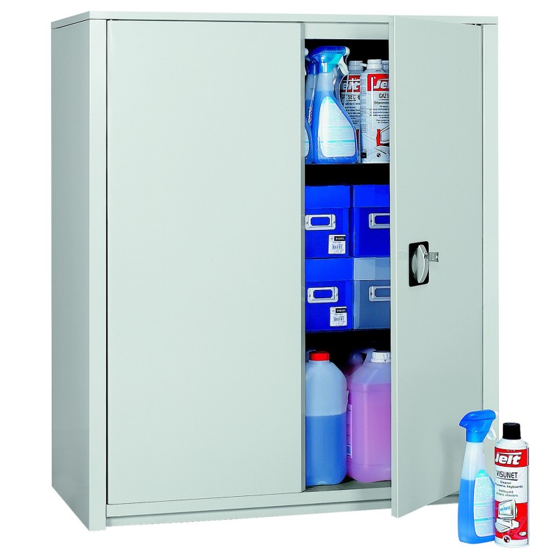 Armoire métal Classtout - A portes battantes - H. 100  x  L. 90 cm - Corps Gris - Portes Gris