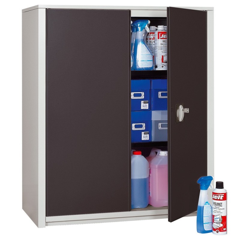 Armoire métal Classtout - A portes battantes - H. 100  x  L. 90 cm - Corps Gris - Portes Anthracite