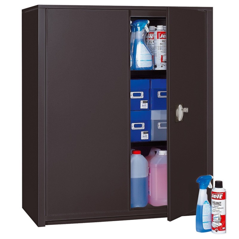 Armoire métal Classtout - A portes battantes - H. 100  x  L. 90 cm - Corps Anthracite - Portes Anthracite