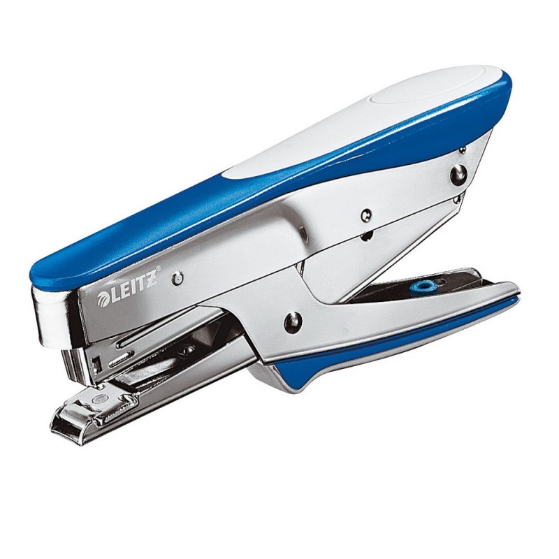 Leitz Pince Agrafeuse 5546 - Agrafes BB 8/4 - Capacité 15 feuilles - Bleu et Argent