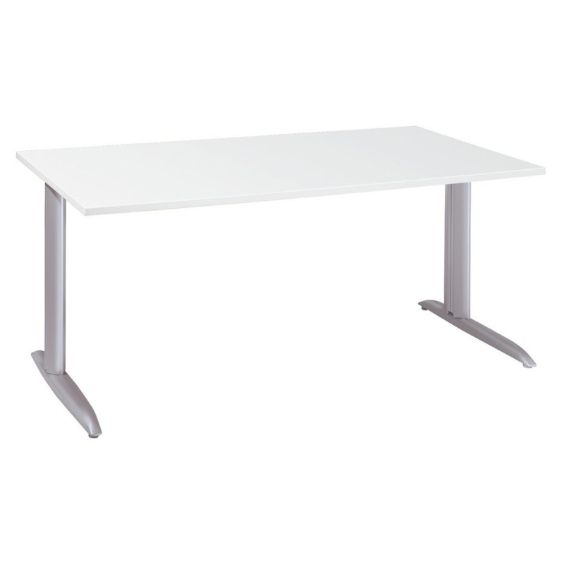 Bureau Droit Actual - L.120 x P.80 cm - Plateau Blanc - Pieds L Aluminium