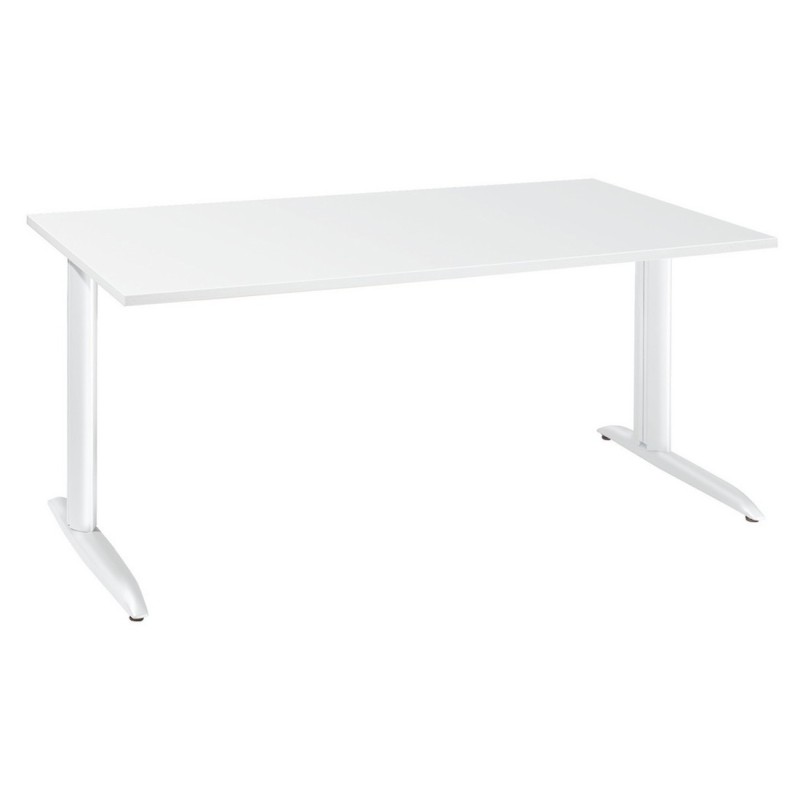 Bureau Droit Actual - L.140 x P.80 cm - Plateau Blanc - Pieds L Blanc