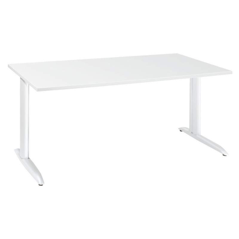 Bureau Droit Actual - L.180 x P.80 cm - Plateau Blanc - Pieds L Blanc
