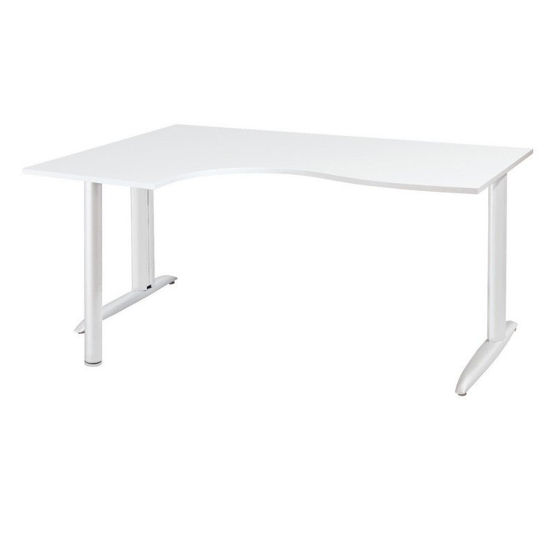 Bureau compact retour à gauche Actual - L.160 x P.120 cm - Plateau Blanc - Pieds L Blanc