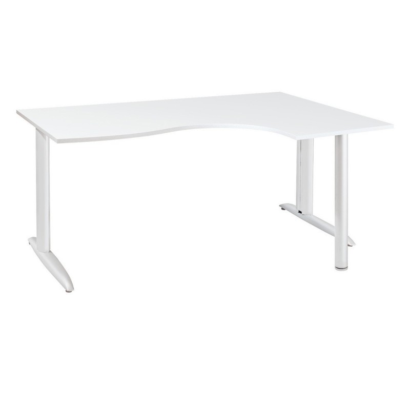 Bureau compact retour à droite Actual - L.180 x P.120 cm - Plateau Blanc - Pieds L Blanc