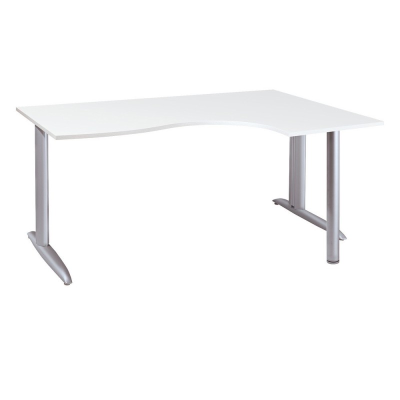Bureau compact retour à droite Actual - L.180 x P.120 cm - Plateau Blanc - Pieds L Aluminium