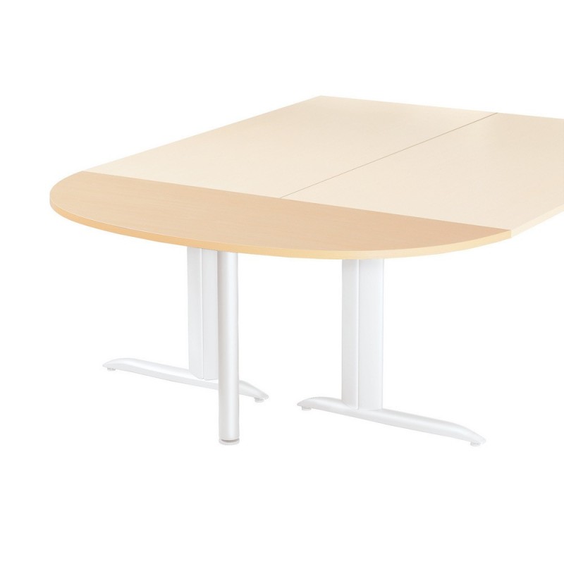 Extension Demi-lune Actual L.160 x P.60 cm - Plateau Hêtre - Pied tube rond Blanc