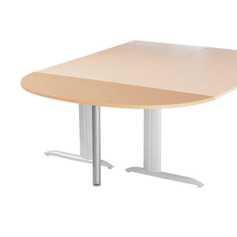 Extension Demi-lune Actual L.160 x P.60 cm - Plateau Hêtre - Pied tube rond Aluminium