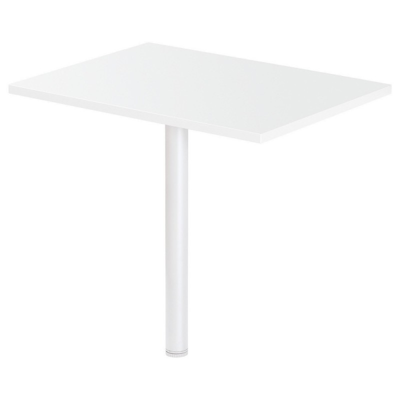 Extension Rectangle Actual L.80 x P.60 cm - Plateau Blanc - Pied tube rond Blanc
