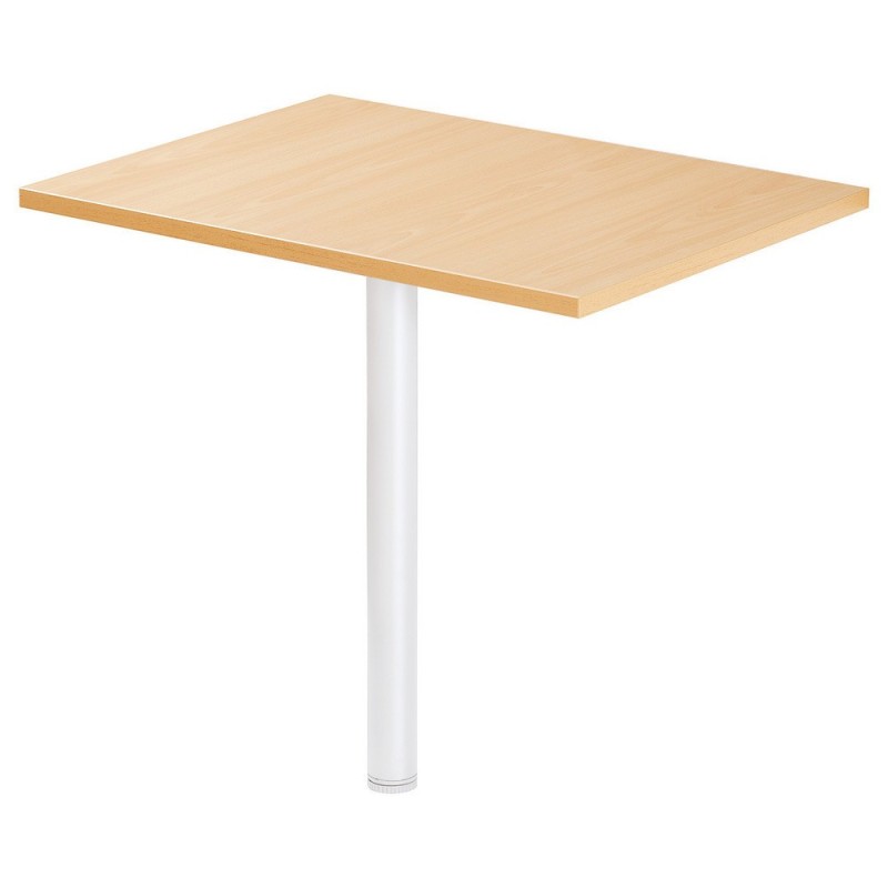 Extension Rectangle Actual L.80 x P.60 cm - Plateau Hêtre - Pied tube rond Blanc