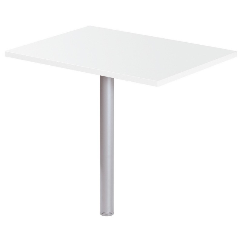 Extension Rectangle Actual L.80 x P.60 cm - Plateau Blanc - Pied tube rond Aluminium