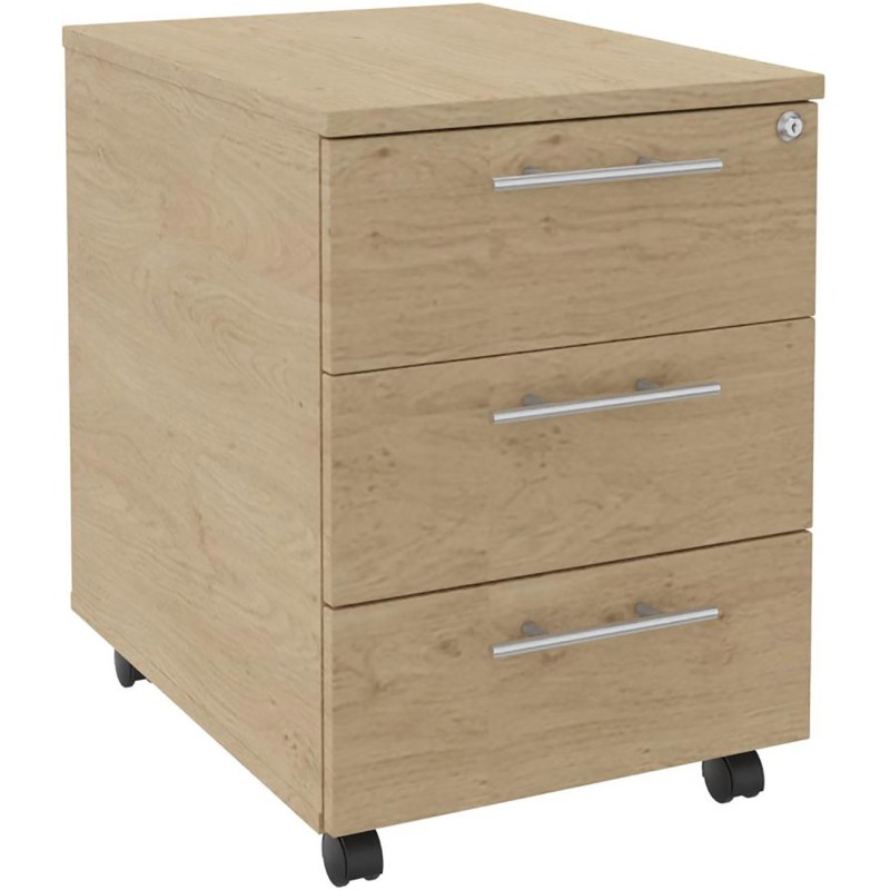 Caisson mobile Axiome - L.42 x H.58 x P.60 cm - 3 tiroirs - Chêne