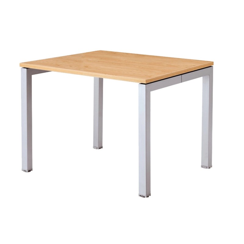 Bureau Droit Actual - L.80 x P.80 cm - Plateau Chêne  - Pieds Arche Aluminium