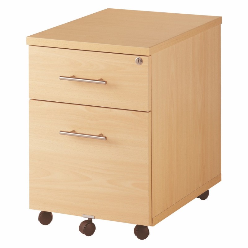 Caisson mobile Axiome - L.42 x H.58 x P.60 cm - 2 tiroirs - Hêtre