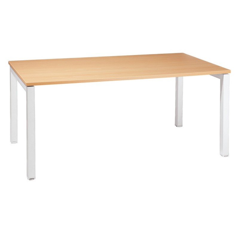 Bureau Droit Actual - L.80 x P.80 cm - Plateau Chêne  - Pieds Arche Blanc