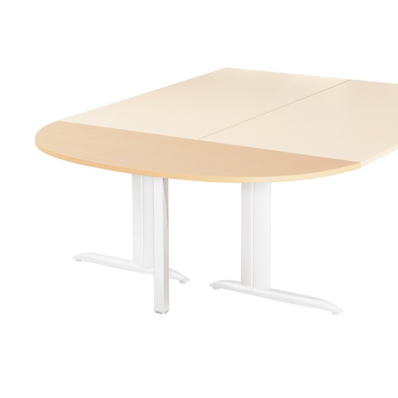 Extension Demi-lune Actual L.160 x P.60 cm - Plateau Hêtre - Pied tube carré Blanc