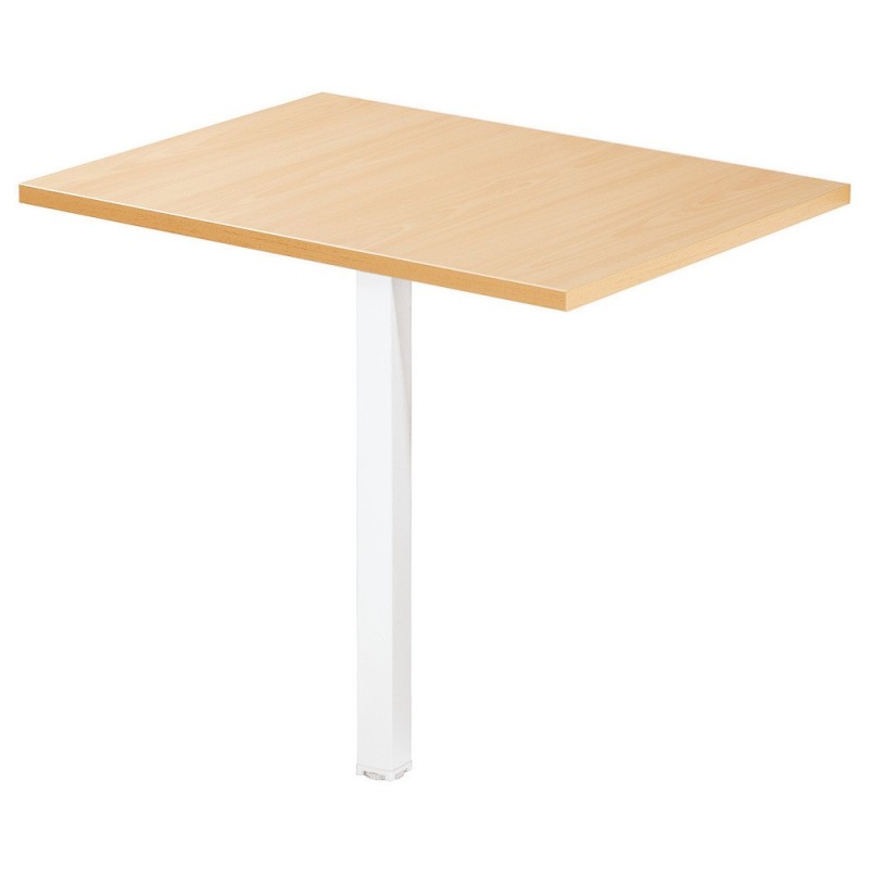Extension Rectangle Actual L.80 x P.60 cm - Plateau Hêtre - Pied tube carré Blanc