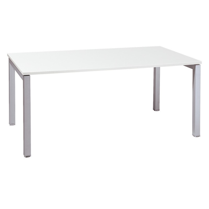 Bureau Droit Actual - L.180 x P.80 cm - Plateau Blanc - Pieds Arche Aluminium