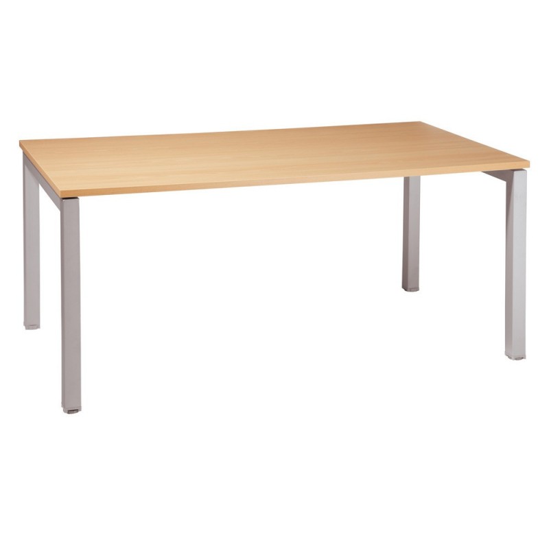 Bureau Droit Actual - L.180 x P.80 cm - Plateau Hêtre - Pieds Arche Aluminium