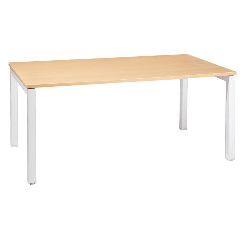 Bureau Droit Actual - L.180 x P.80 cm - Plateau Hêtre - Pieds Arche Blanc