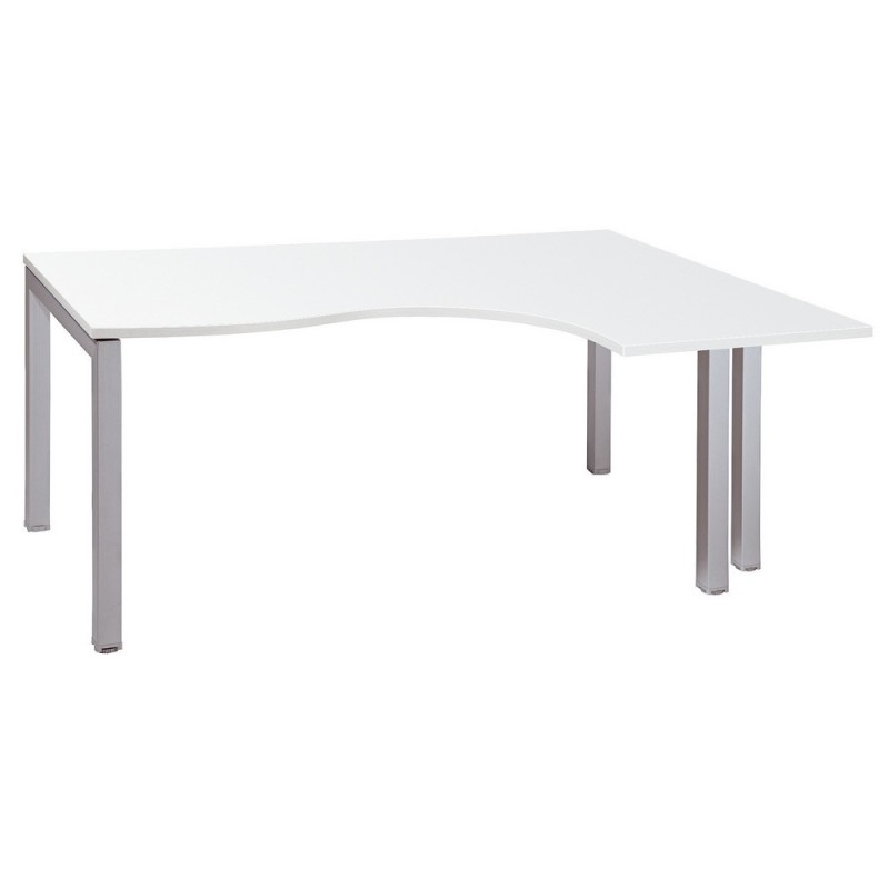 Bureau compact retour à droite Actual - L.160 x P.120 cm - Plateau Blanc - 4 pieds Aluminium
