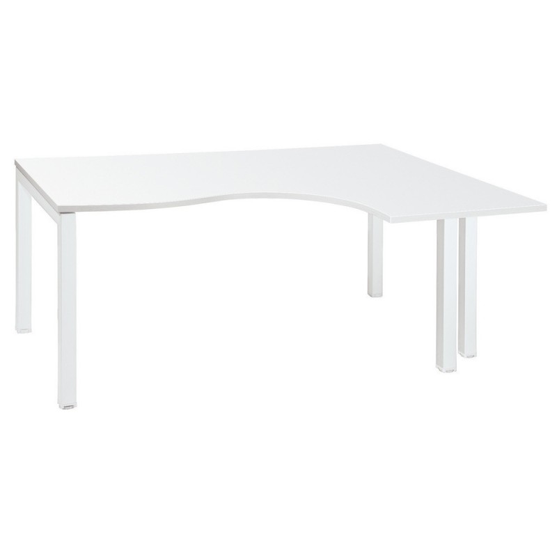 Bureau compact retour à droite Actual - L.160 x P.120 cm - Plateau Blanc - 4 pieds Blanc
