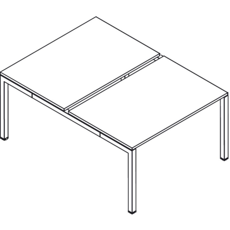 Ensemble 2 postes Droit Actual - L.140 x P.165 cm - Plateau Hêtre - 4 pieds Aluminium