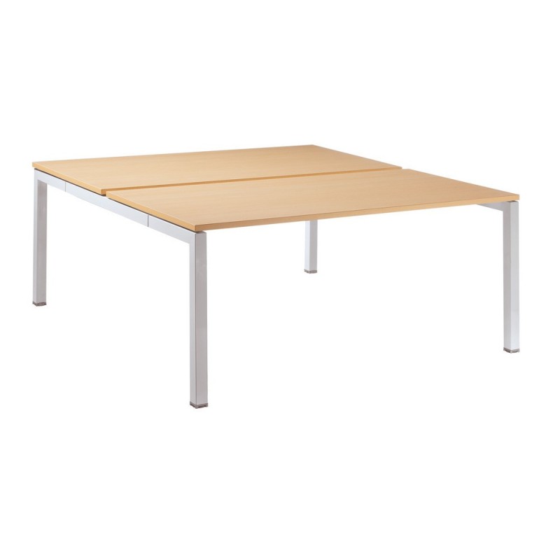 Ensemble 2 postes Droit Actual - L.160 x P.165 cm - Plateau Hêtre - 4 pieds Aluminium
