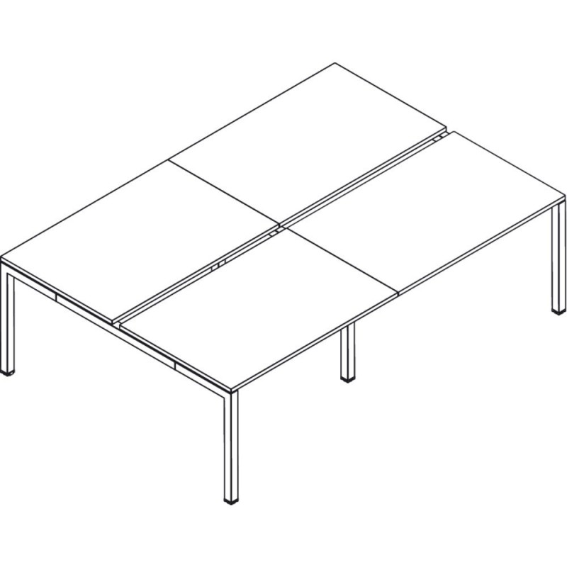 Ensemble 4 postes Droit Actual - L.280 x P.165 cm - Plateau Blanc - 4 pieds Aluminium