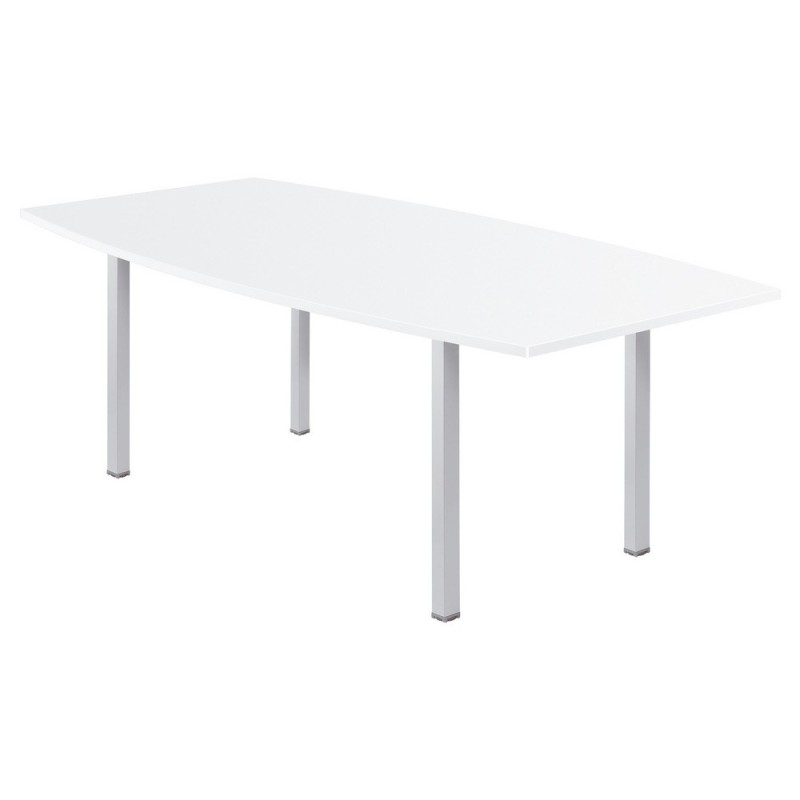 Table tonneau Actual L.200 x P.100 cm - Plateau Blanc - Pieds carrés Aluminium