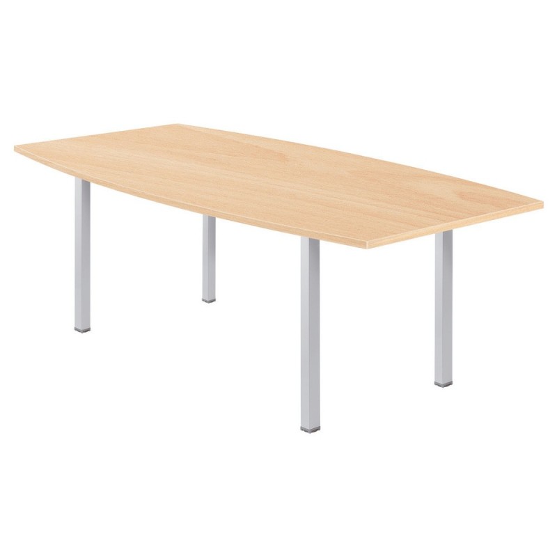 Table tonneau Actual L.200 x P.100 cm - Plateau Hêtre - Pieds carrés Aluminium