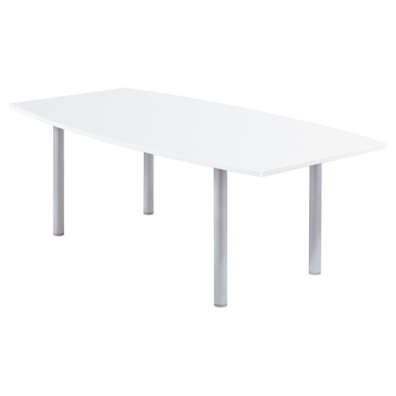 Table tonneau Actual L.200 x P.100 cm - Plateau Blanc - Pieds tubulaires Aluminium