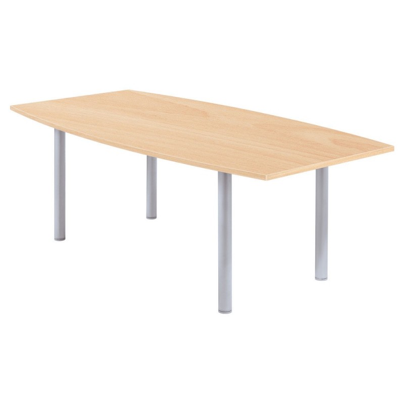 Table tonneau Actual L.200 x P.100 cm - Plateau Hêtre - Pieds tubulaires Aluminium